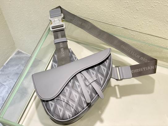 Saddle Bag Dior Gray CD Diamond Canvas and Smooth Calfskin – DB083