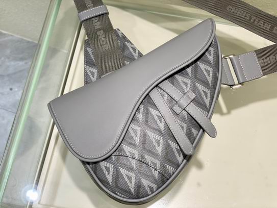 Saddle Bag Dior Gray CD Diamond Canvas and Smooth Calfskin – DB083