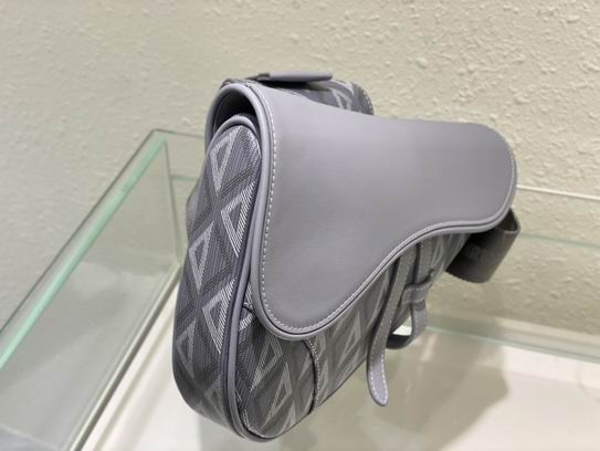 Saddle Bag Dior Gray CD Diamond Canvas and Smooth Calfskin – DB083