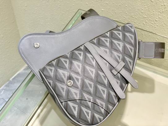 Saddle Bag Dior Gray CD Diamond Canvas and Smooth Calfskin – DB083