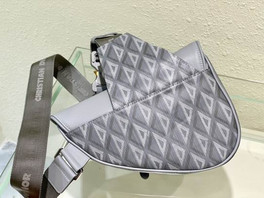 Saddle Bag Dior Gray CD Diamond Canvas and Smooth Calfskin – DB083