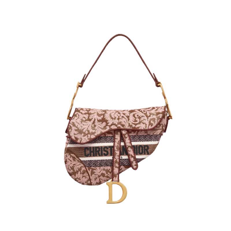 Saddle Bag Metallic Pink Dior Brocart Embroidery – DB085