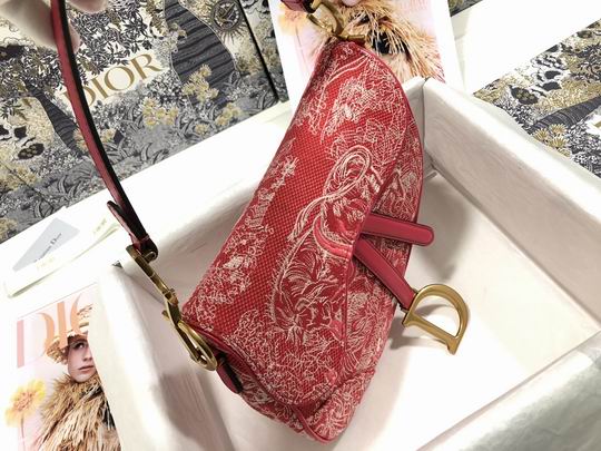 Saddle Bag Raspberry Toile de Jouy Reverse Jacquard - DB078