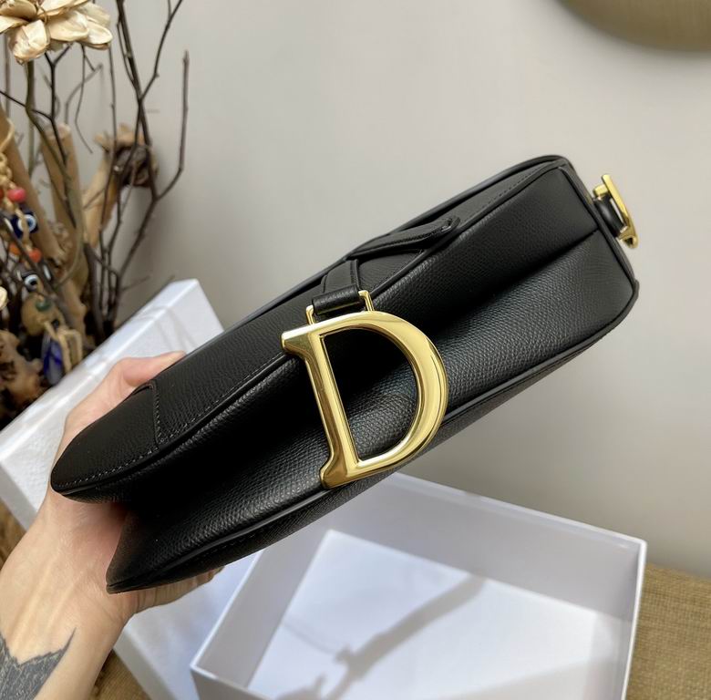 Saddle Bag With Strap Black Grained Calfskin – DB072