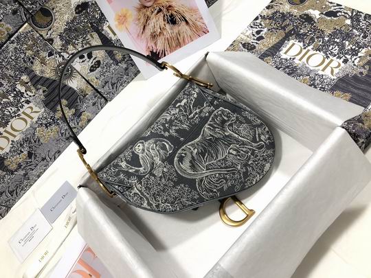 Saddle Bag in Gray Toile de Jouy Reverse Jacquard – DB079