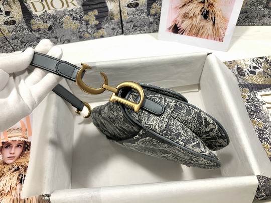 Saddle Bag in Gray Toile de Jouy Reverse Jacquard – DB079