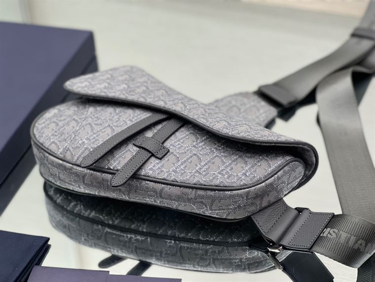 Saddle Bag Ruthenium-Colored Dior Oblique Jacquard – DB097
