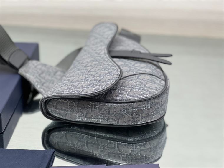 Saddle Bag Ruthenium-Colored Dior Oblique Jacquard – DB097