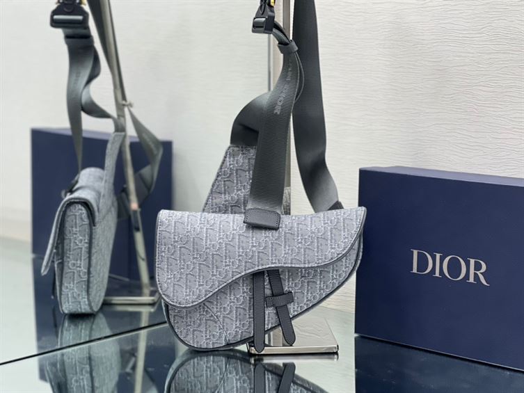 Saddle Bag Ruthenium-Colored Dior Oblique Jacquard – DB097