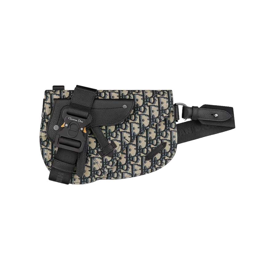 Saddle Pouch Beige and Black Dior Oblique Jacquard – DB099