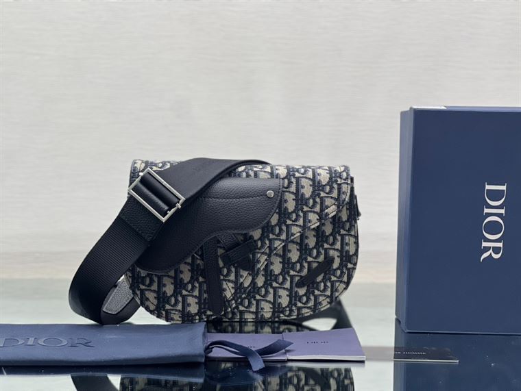 Saddle Pouch Beige and Black Dior Oblique Jacquard – DB099