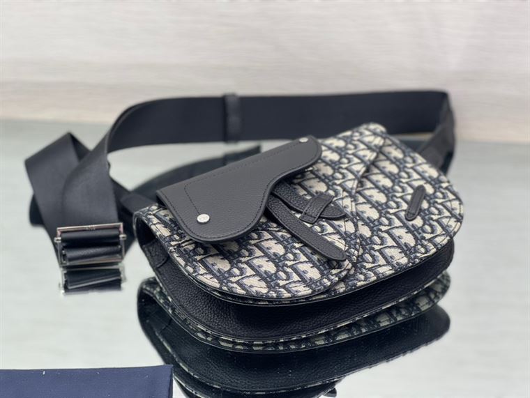 Saddle Pouch Beige and Black Dior Oblique Jacquard – DB099