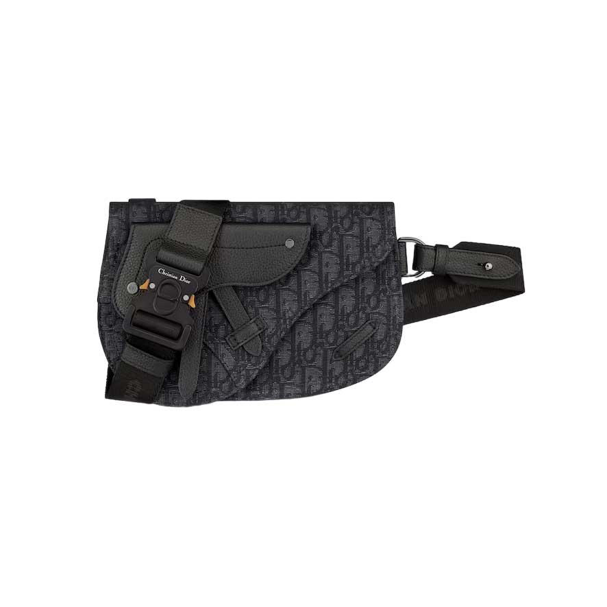 Saddle Pouch Black Dior Oblique Jacquard – DB098