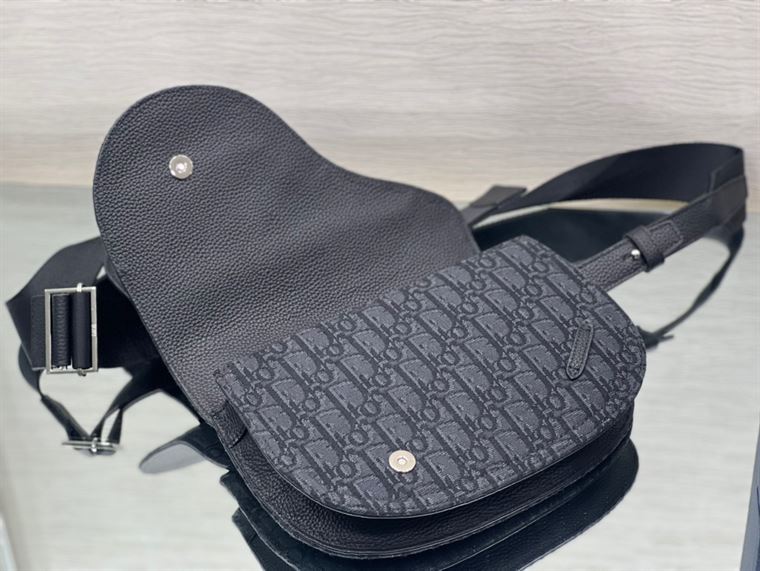 Saddle Pouch Black Dior Oblique Jacquard – DB098