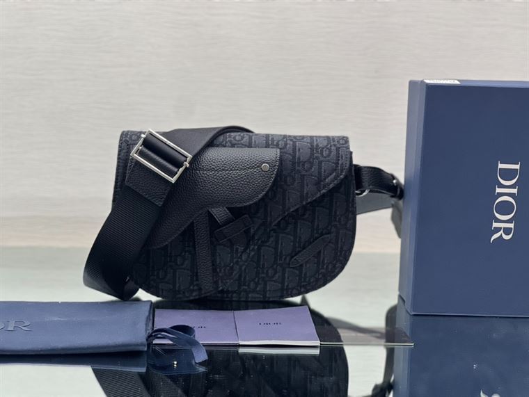 Saddle Pouch Black Dior Oblique Jacquard – DB098