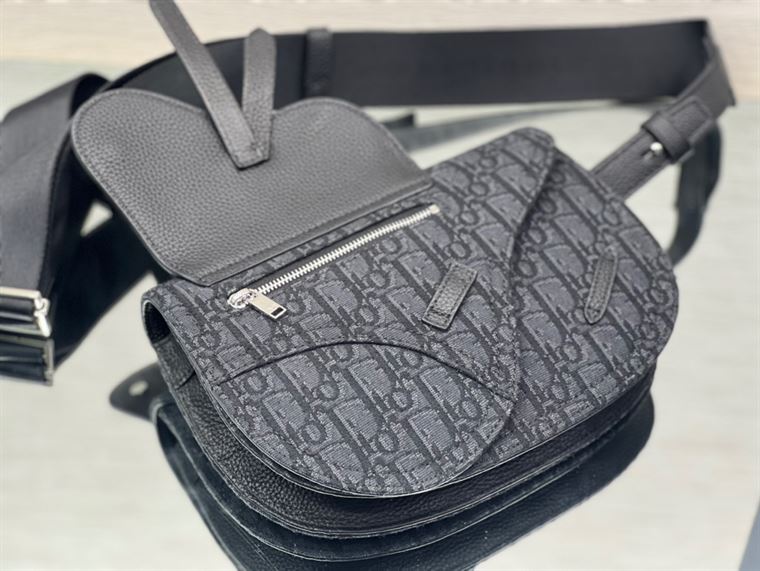 Saddle Pouch Black Dior Oblique Jacquard – DB098