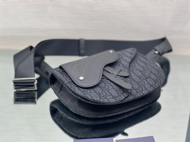 Saddle Pouch Black Dior Oblique Jacquard – DB098