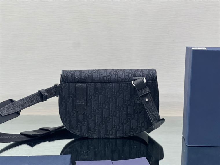 Saddle Pouch Black Dior Oblique Jacquard – DB098