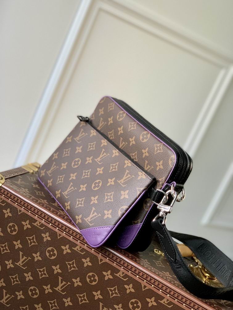 Trio Messenger Bag Macassar Monogram Canvas Purple – LB145