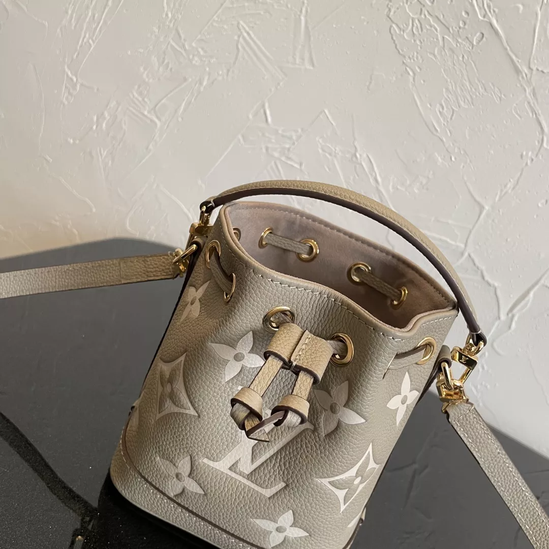 Nano Noé Tourterelle Gray / Cream Bicolor Monogram Empreinte Leather