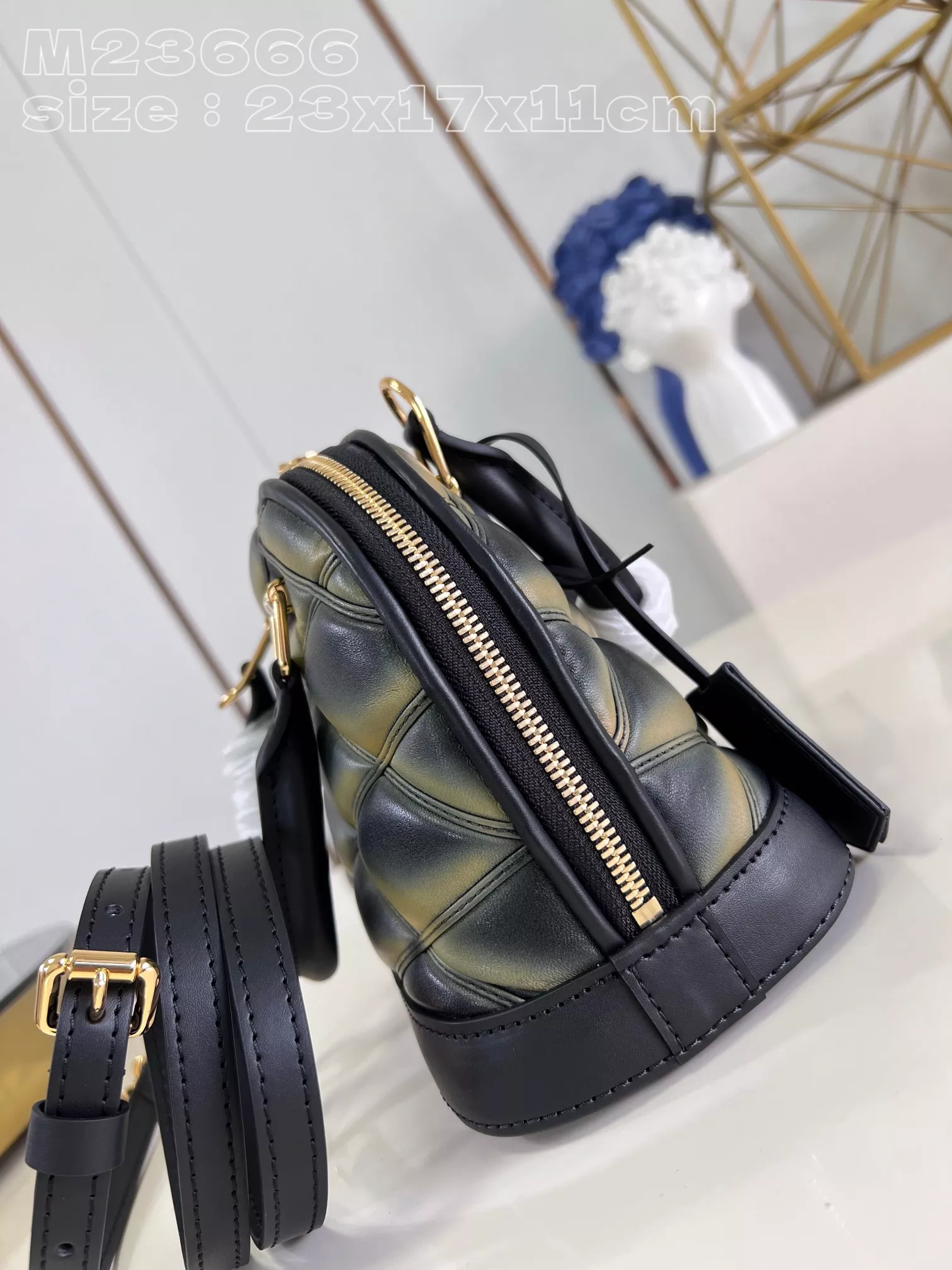 LV Quilted Alma BB Top-Handle Bag Black/Beige