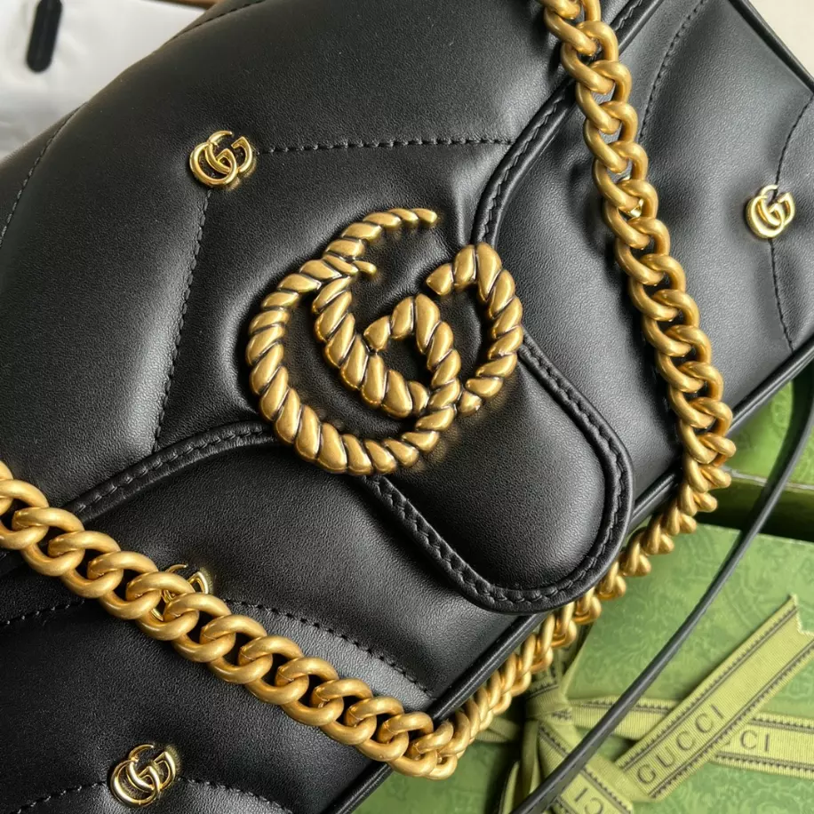GG Marmont Small Shoulder Bag In Black Leather – GB215