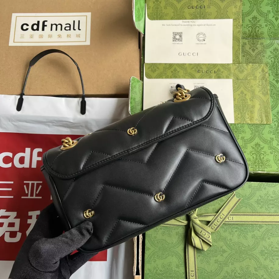 GG Marmont Small Shoulder Bag In Black Leather – GB215