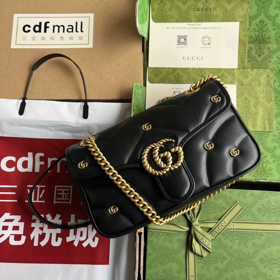 GG Marmont Small Shoulder Bag In Black Leather – GB215