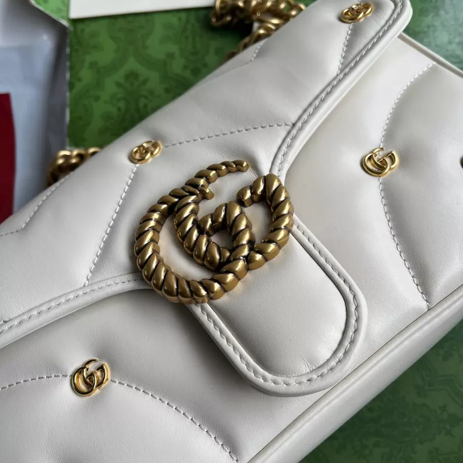 GG Marmont Small Shoulder Bag In White Leather – GB214