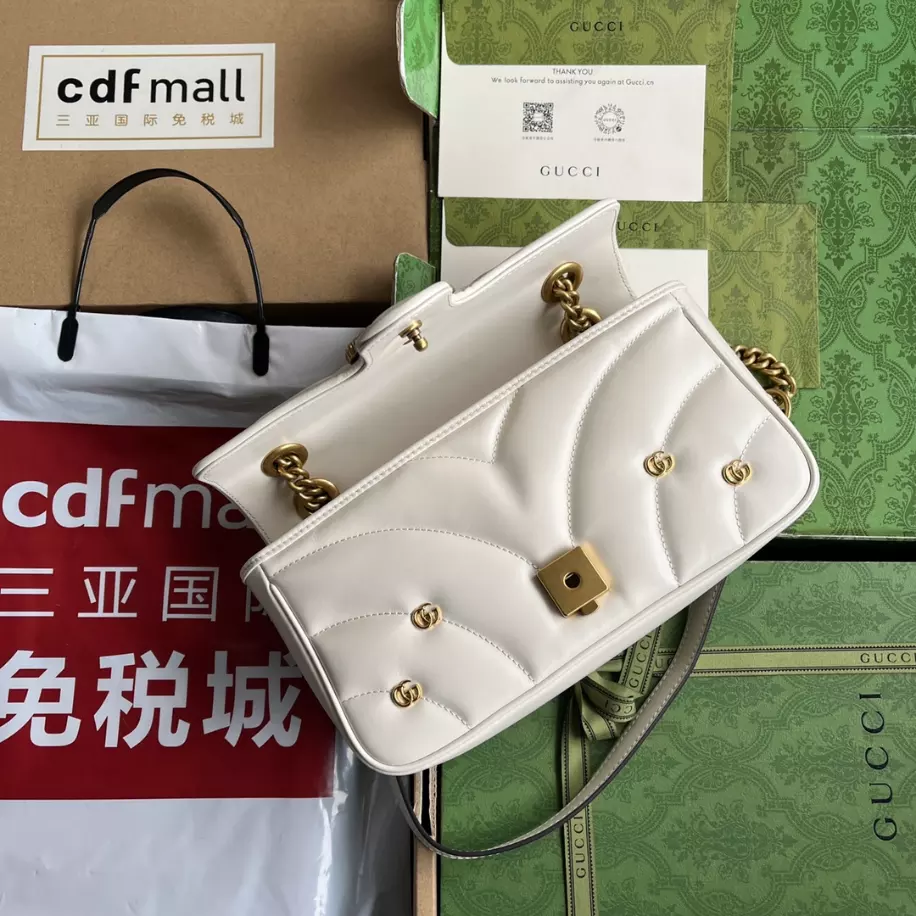 GG Marmont Small Shoulder Bag In White Leather – GB214