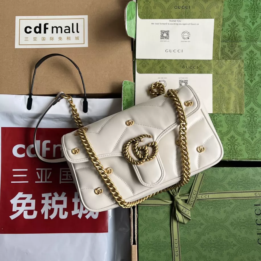 GG Marmont Small Shoulder Bag In White Leather – GB214