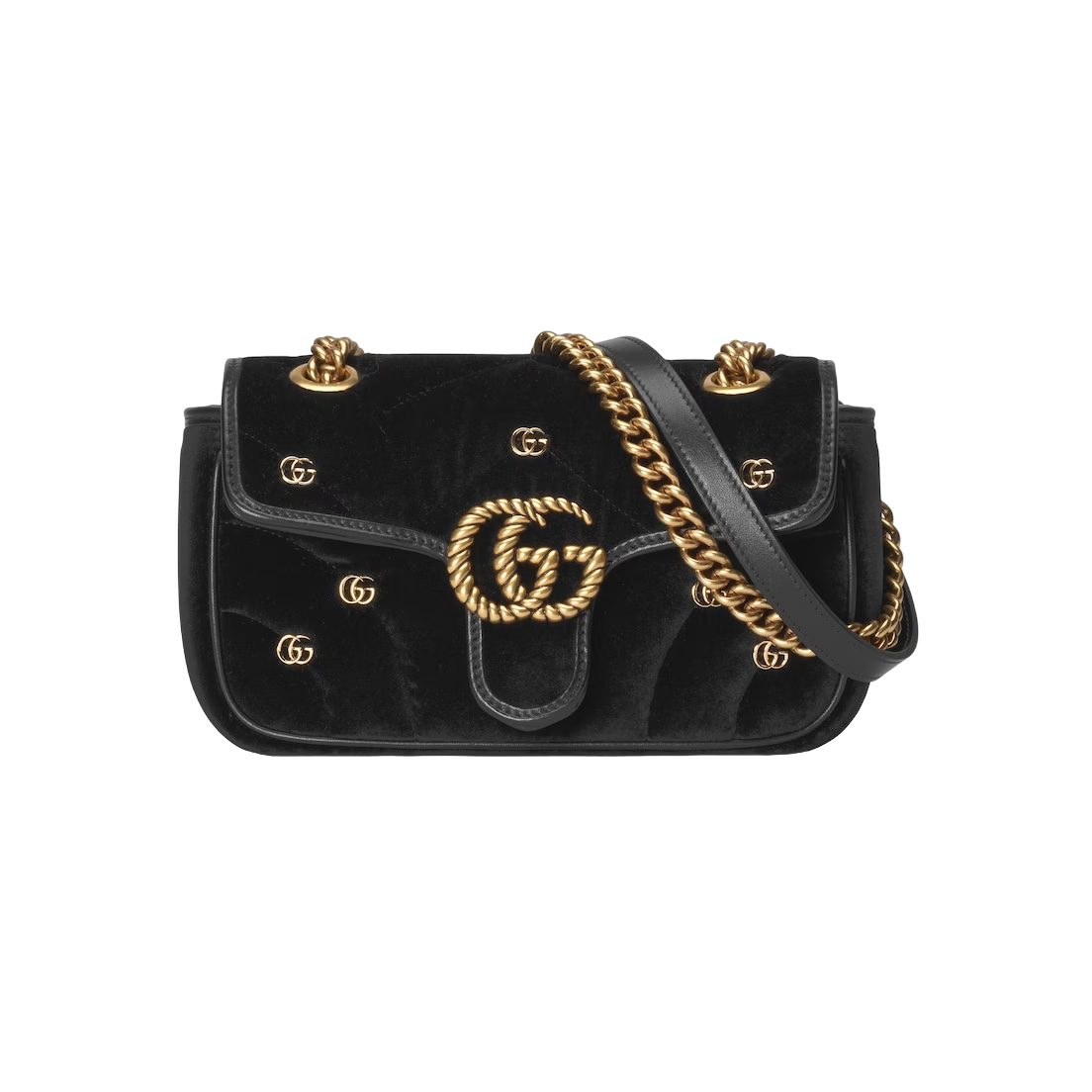 GG Marmont small shoulder bag in Black Velvet – GB216