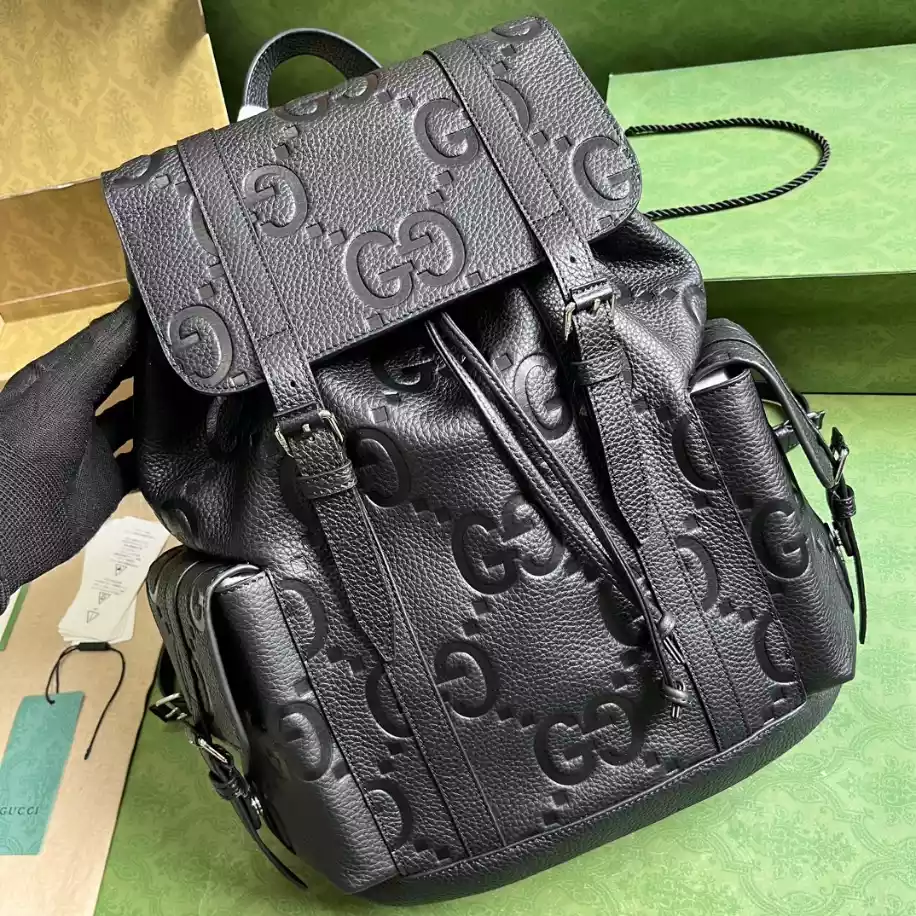 Jumbo GG Backpack in Black GG Canvas  - GB244