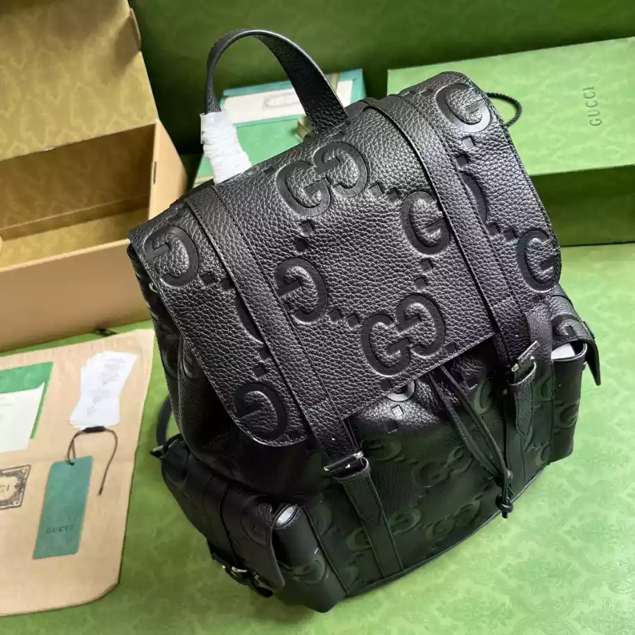 Jumbo GG Backpack in Black GG Canvas  - GB244