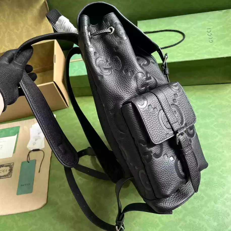 Jumbo GG Backpack in Black GG Canvas  - GB244