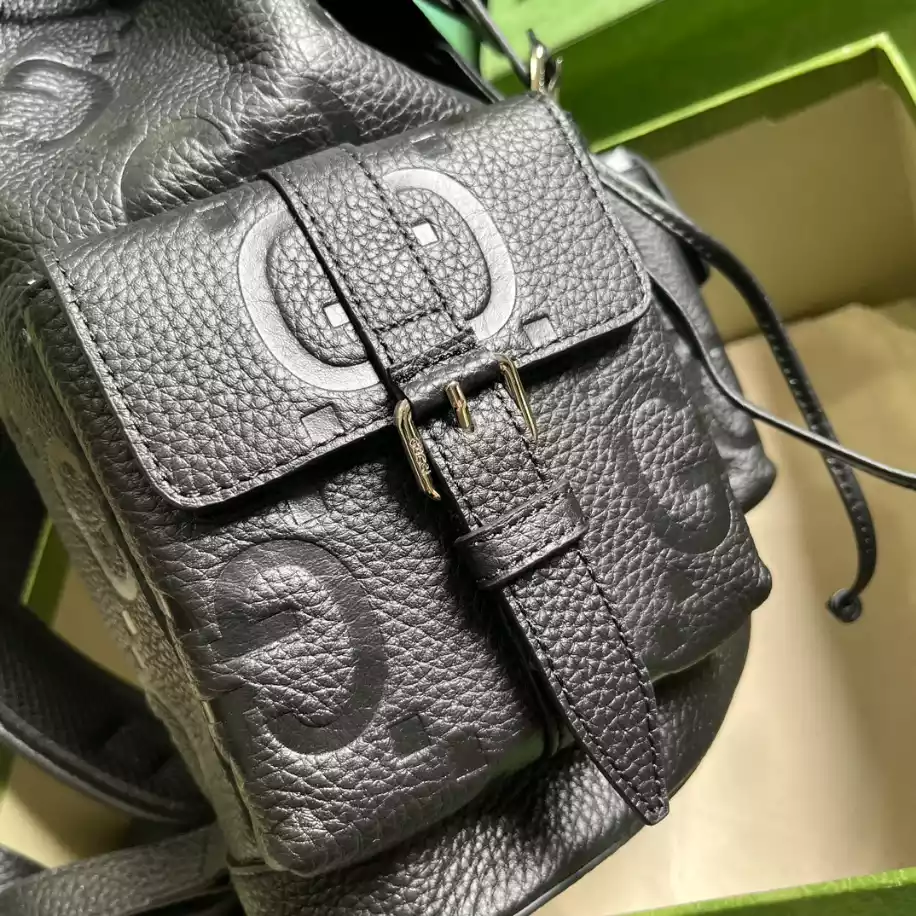 Jumbo GG Small Backpack in Black Leather - GB249