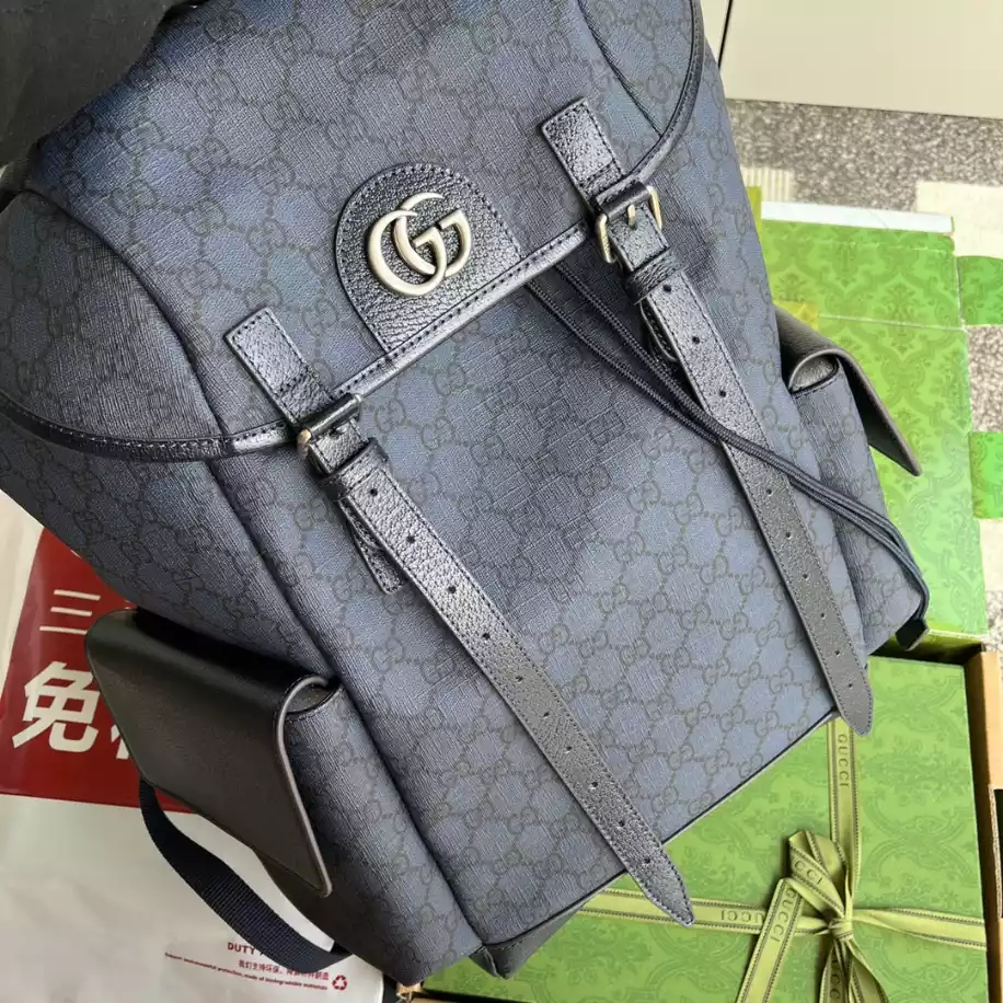 Ophidia GG medium backpack in blue and black Supreme - GB242