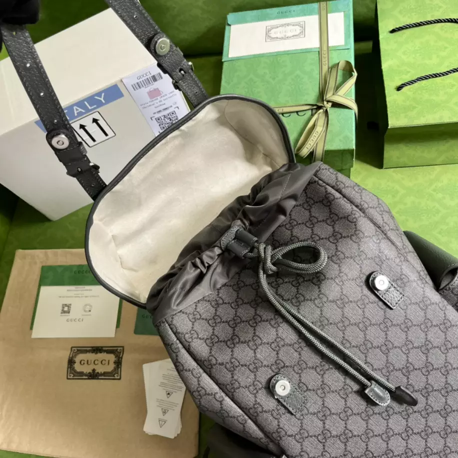 Ophidia GG medium backpack in grey and black Supreme - GB241
