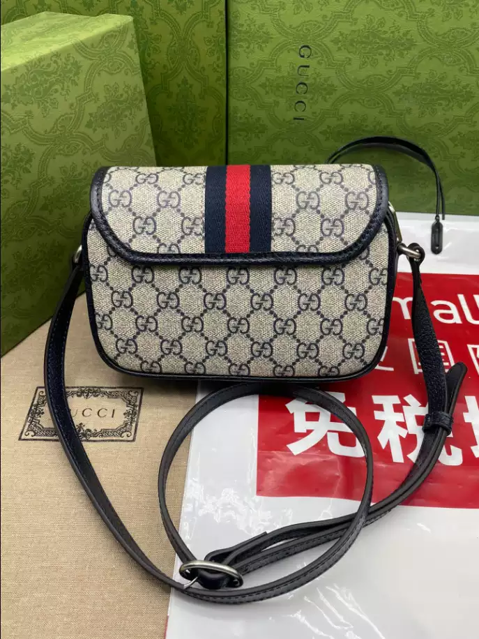 Ophidia GG mini shoulder bag in beige and ebony GG Supreme – GB218