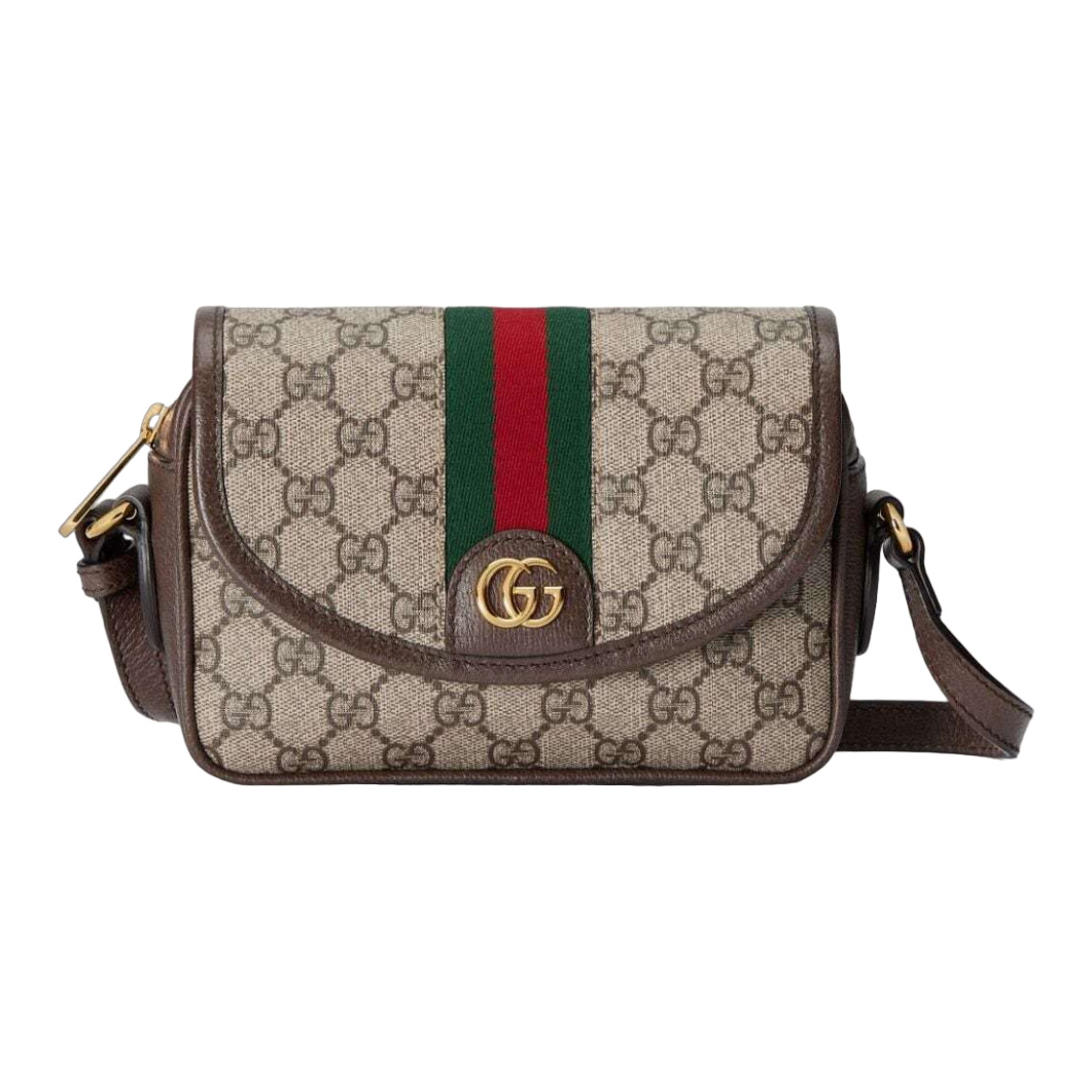 Ophidia GG mini shoulder bag in beige and ebony GG Supreme – GB219