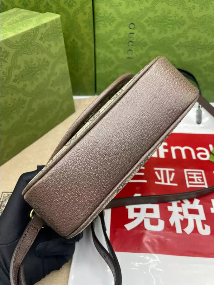 Ophidia GG mini shoulder bag in beige and ebony GG Supreme – GB219