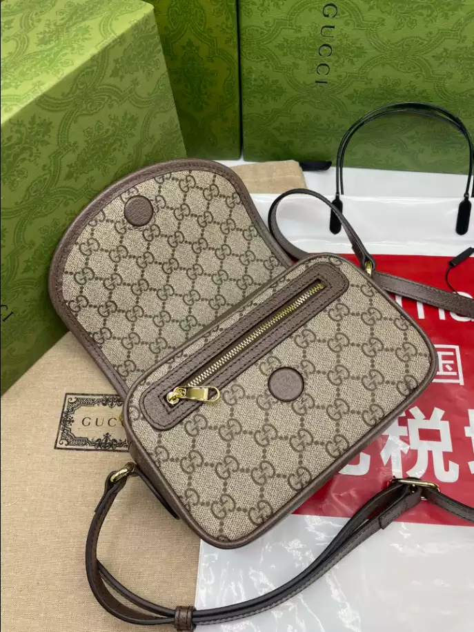 Ophidia GG mini shoulder bag in beige and ebony GG Supreme – GB219