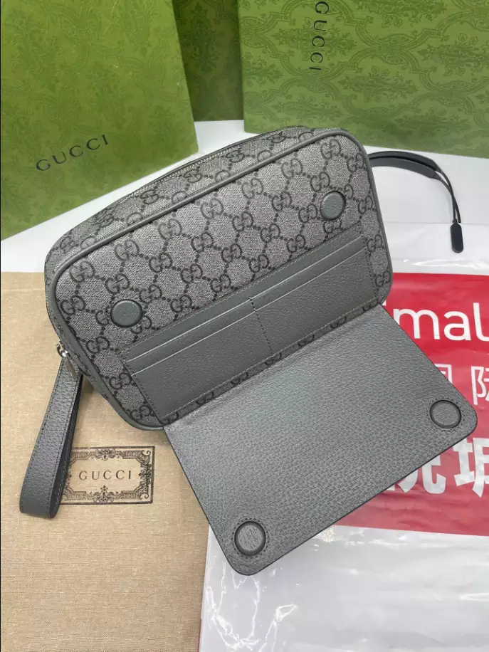 Ophidia GG pouch in grey and black Supreme – GB221