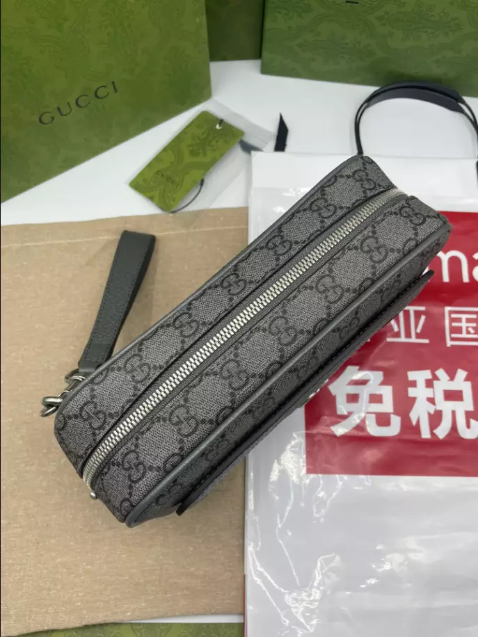 Ophidia GG pouch in grey and black Supreme – GB221
