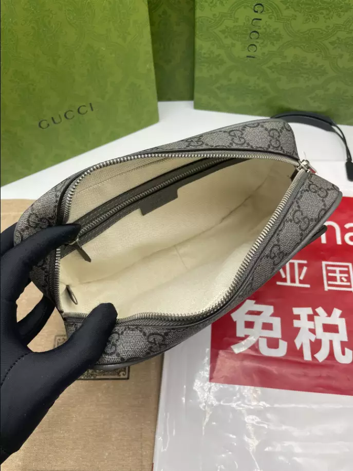 Ophidia GG pouch in grey and black Supreme – GB221