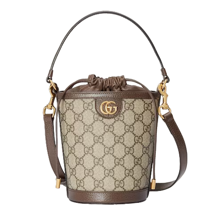 Ophidia mini bucket bag in beige and ebony Supreme – GB225