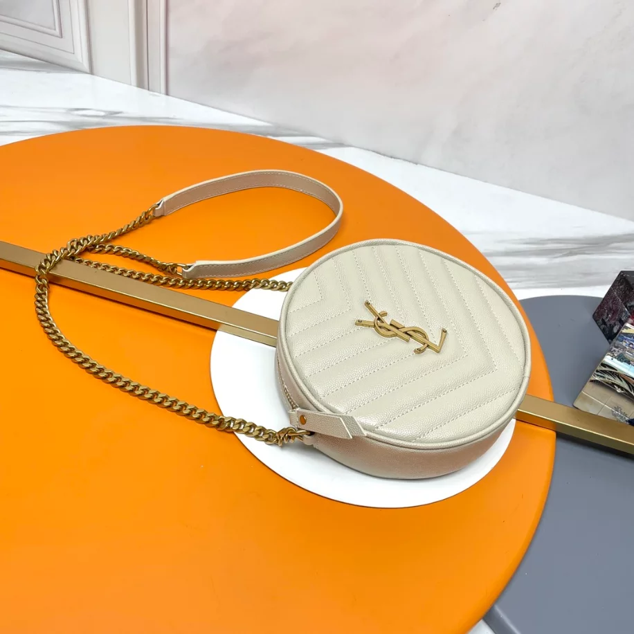 Vinyle in Grain de Poudre Leather Round Zipped Bag - YB011