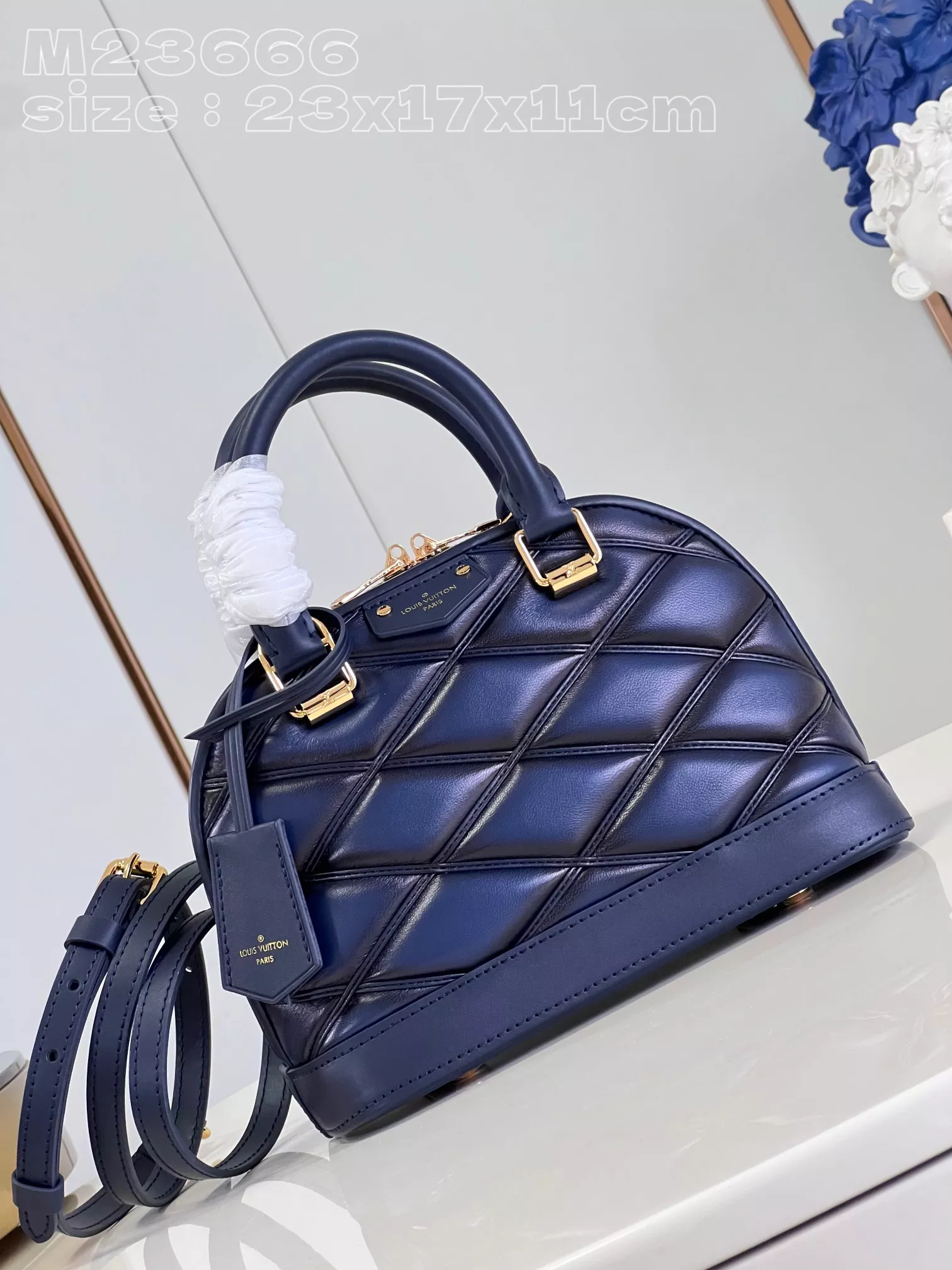 LV Quilted Alma BB Top-Handle Bag Bleu Marine