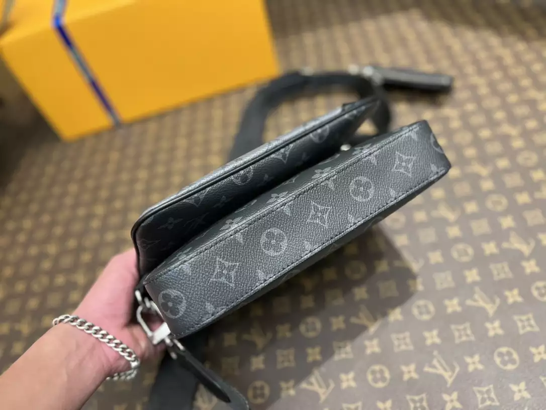 LV Trio Messenger Bag Reverse Monogram Eclipse Canvas Black