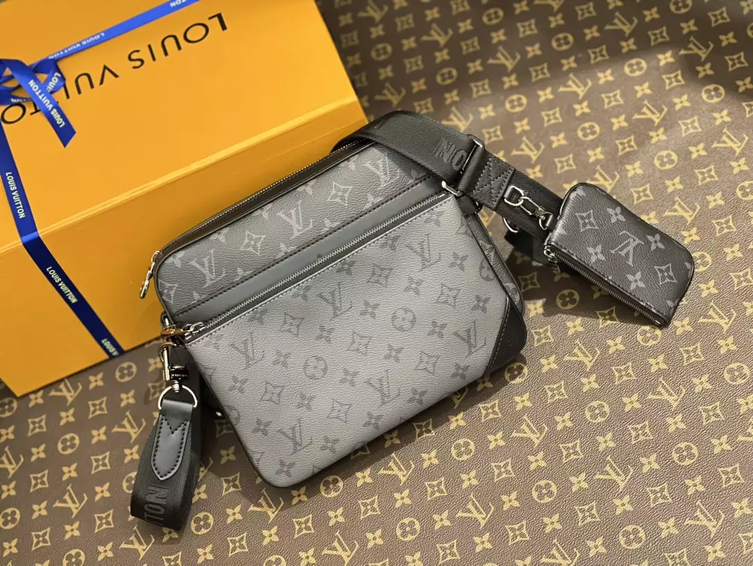 LV Trio Messenger Bag Reverse Monogram Eclipse Canvas Black